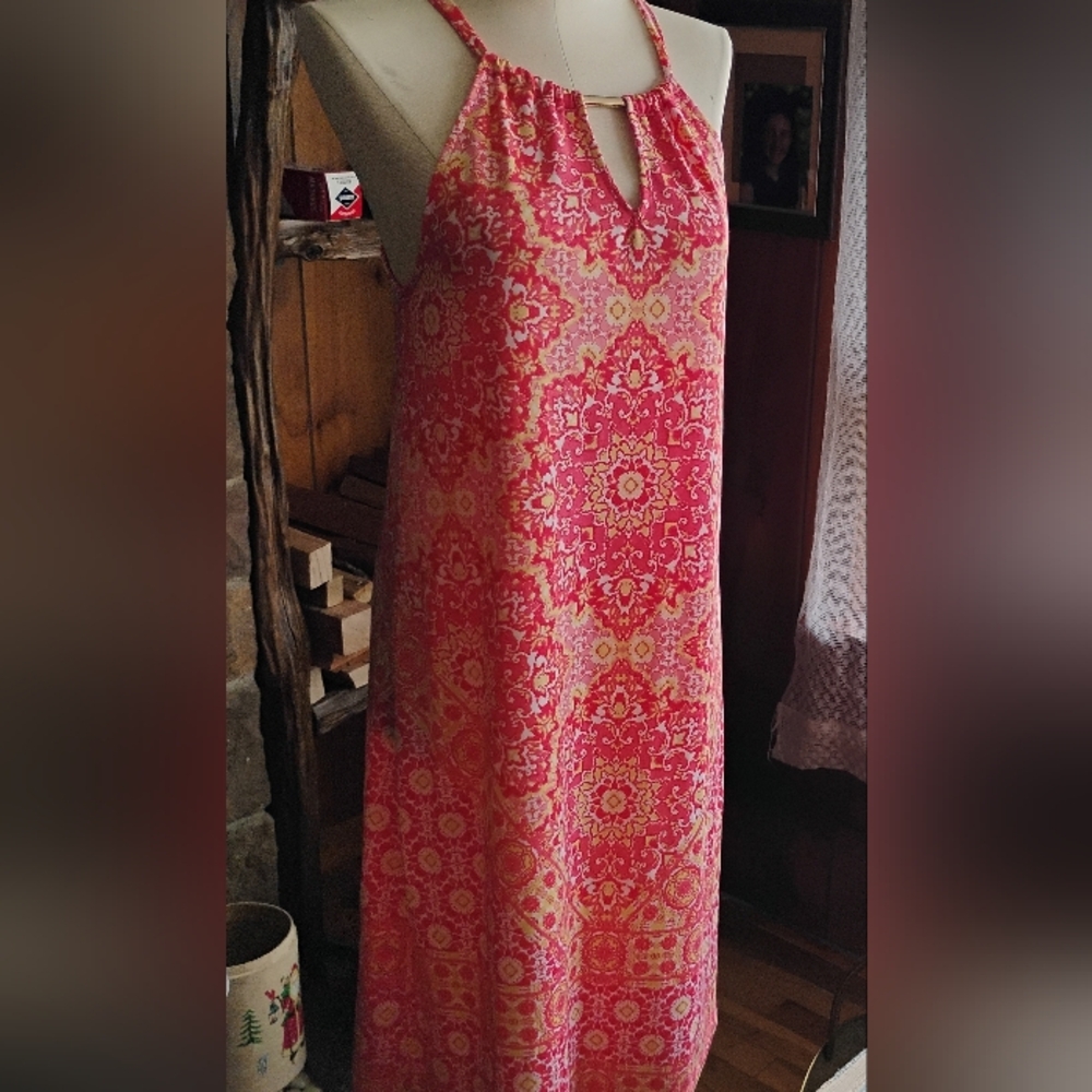 Haani Pink Patterned Halter Dress Sundress